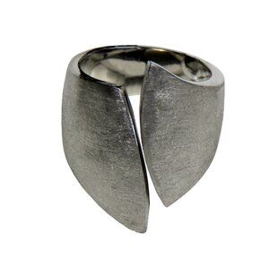 Inox Women's Satin Stainless Steel Split Front Ring, Size 5